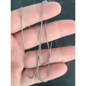 925 Sterling Silver Box Chain Necklace Vintage Italy